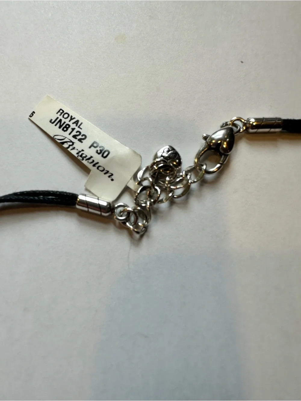 Brighton Silver Rose Pendant Necklace with Black Cord
